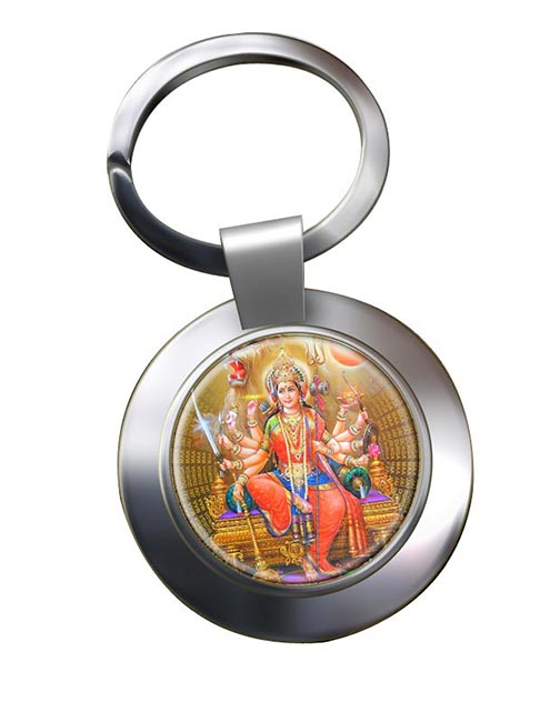 Durga Leather Chrome Key Ring